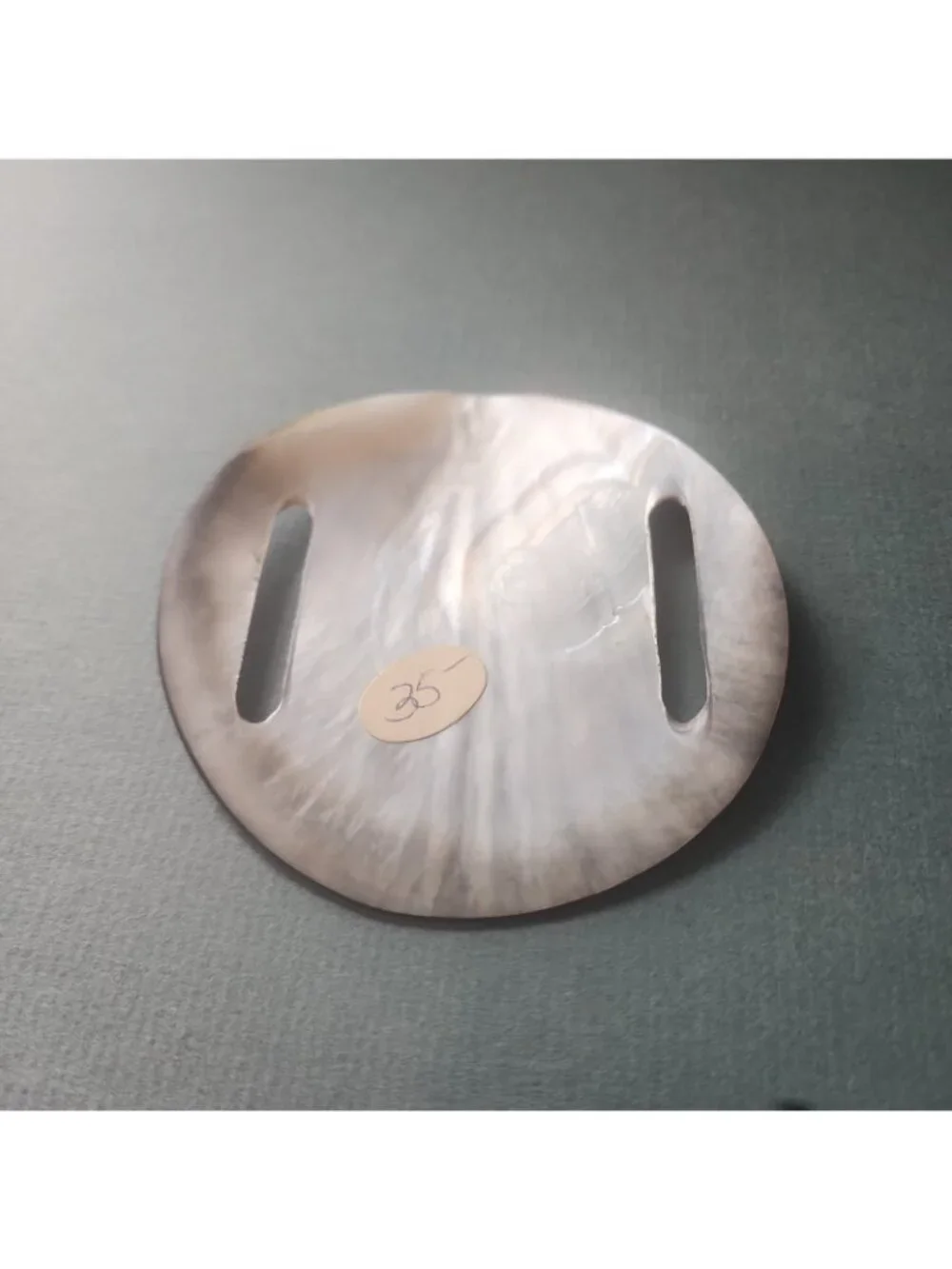 NOS 1970s Vintage Mother of Pearl Shell Belt Slide Pareo Buckle Boho Chic